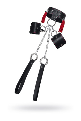 Бондажная система Pecado BDSM, для фиксации рук и поддержки ног, натуральная кожа, черная (УТ-000023