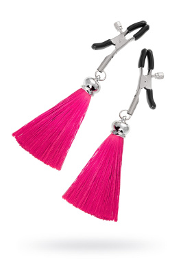 Зажимы на соски Pecado BDSM, Прищепки, с кисточками из шелка, металл, бордовые (УТ-00003047)