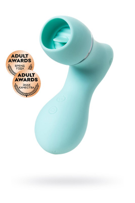 Вакуумный стимулятор клитора с язычком JOS DINGO, силикон, голубой, 9,5 см (0T-00016162)