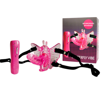 Вибратор бабочка BUTTERFLY VIBE на ремешках L 80 мм D 22 мм, 7 режимов вибрации (EE-10024)