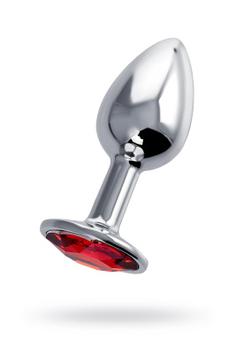 Анальная втулка Штучки-Дрючки, серебряная, с красным кристаллом, d 2,5 см, 46 г (0T-00013125)