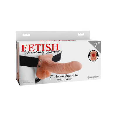 Полый страпон на ремне телесный Fetish Fantasy Series 7 Hollow Strap-On with Balls (3373-21 PD)